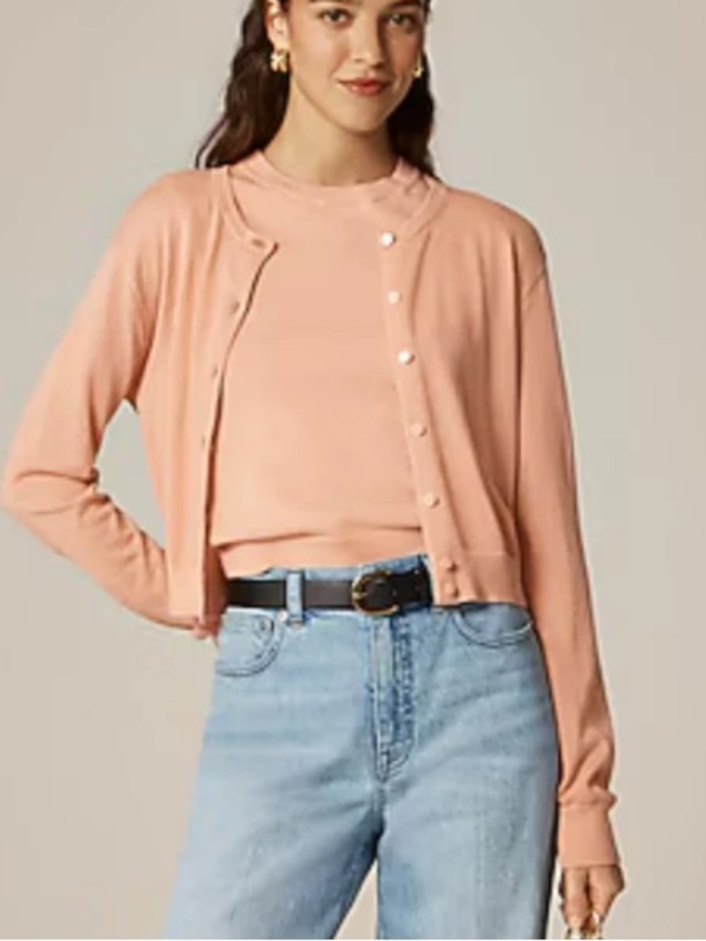 NEW J.Crew Featherweight medium Cardigan Cashmere & Cropped Shell Set Sweater